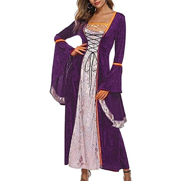 𝅺MEDIEVAL Victorian Long Dress Purple Cosplay Irish Costume Halloween Viking NWT - Picture 5 of 13